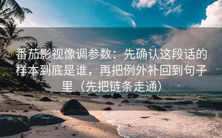 番茄影视像调参数：先确认这段话的样本到底是谁，再把例外补回到句子里（先把链条走通）